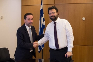 Ο δήμαρχος Γαλατσίου Γιώργος Μαρκόπουλος με τον Υφυπουργό Αθλητισμού Γιώργο Βασιλειάδη
